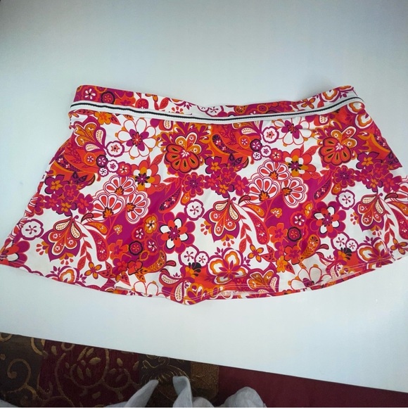 Jag Retro Floral Swim Skirt Attached Bottoms Orange Pink - Picture 12 of 15